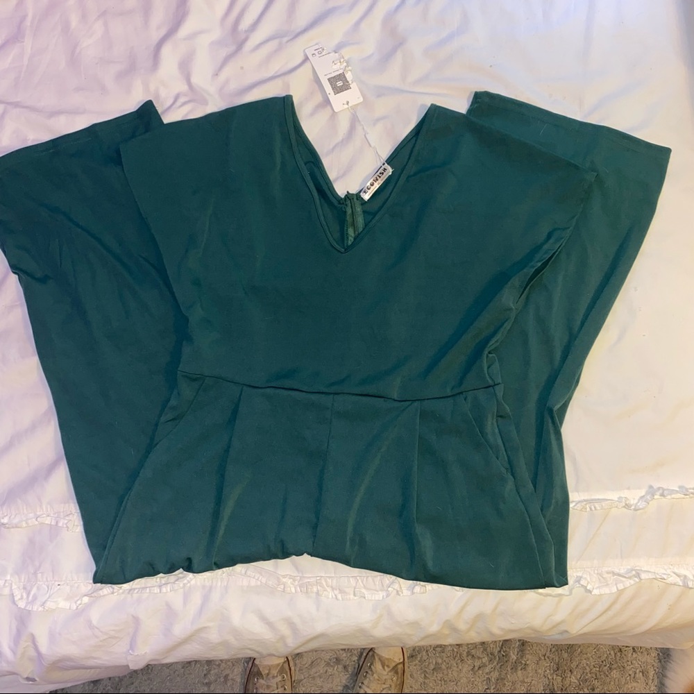 Ecowish Dark Green Romper w/Tie for Waist